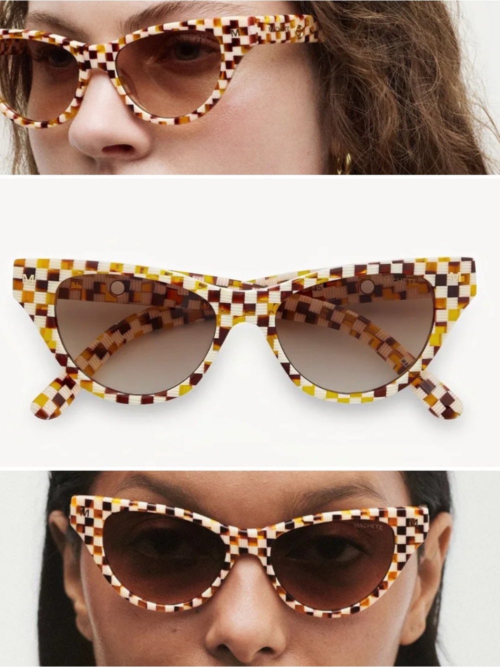 Machete Suzy Sunglasses in Tortoise Checker BRAND NEW WITH TAGS NWT